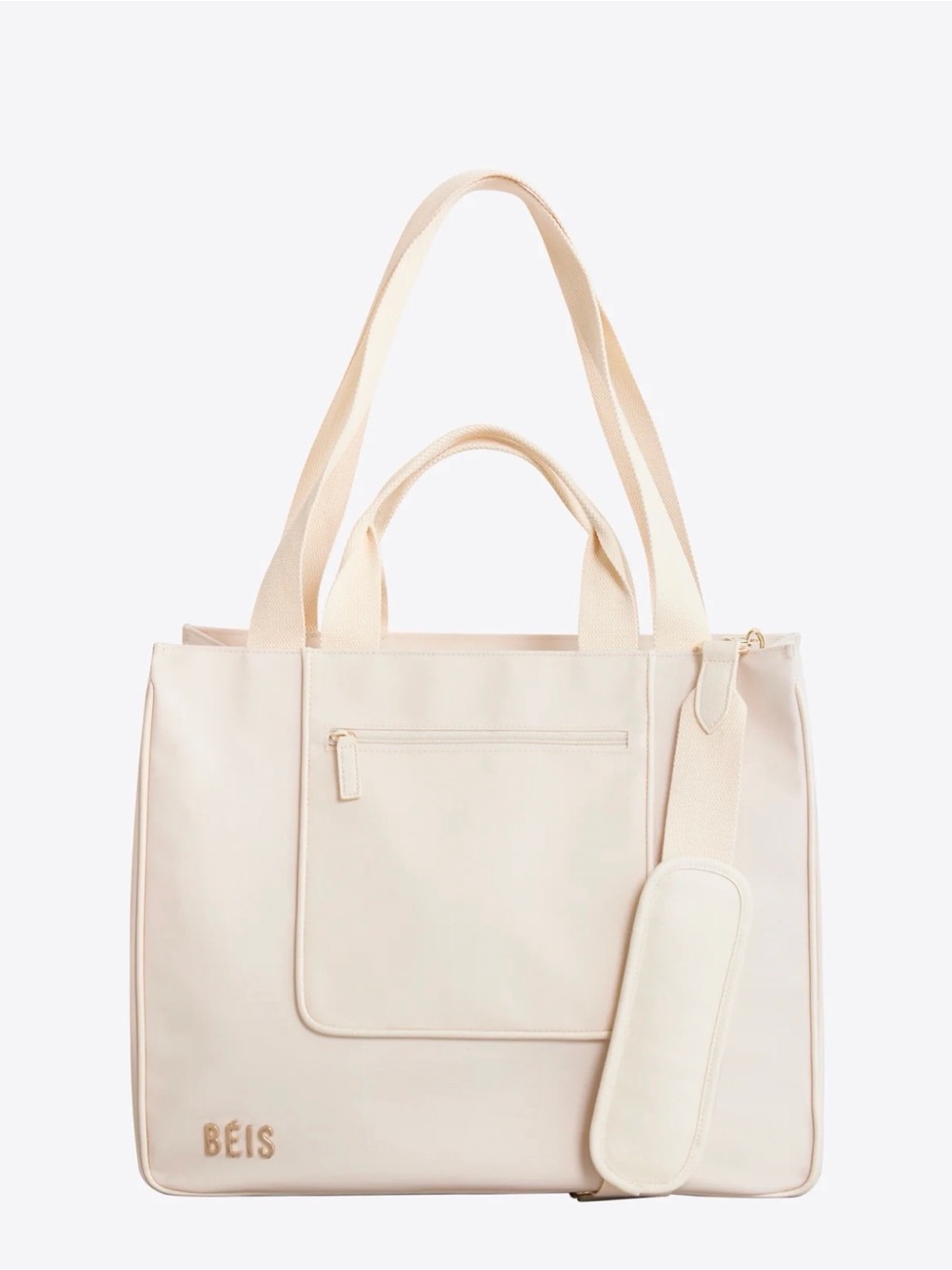 BEIS Pale Cream Tote with Padded Strap